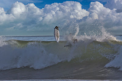 View of sea waves splashing on beach