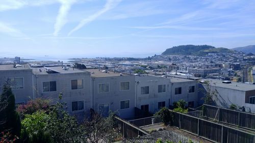 Cityscape against blue sky