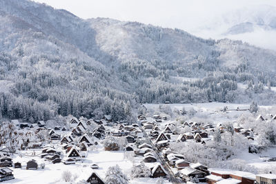 Scenic view of snow covered mountains