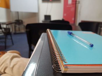 Close-up of open book on table