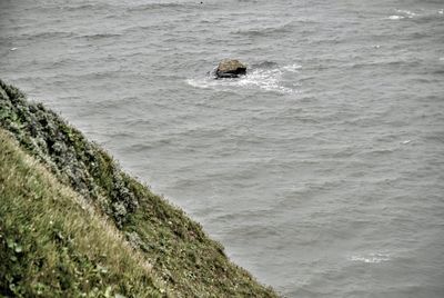 High angle view of sea waves