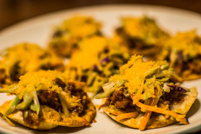 Close-up of served food in plate