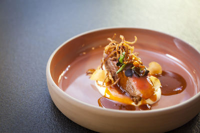 Close-up of soup in bowl