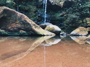 Water flowing through rocks
