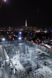 High angle view of city during winter