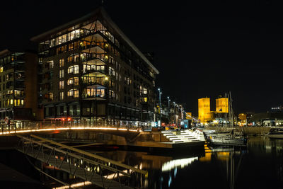 Illuminated buildings at night