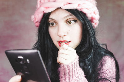 Woman on video conference at home