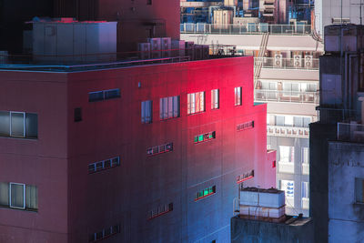 Red buildings in city