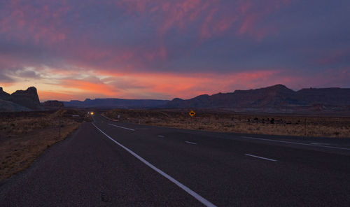 Desert road at sunset, arizona, usa