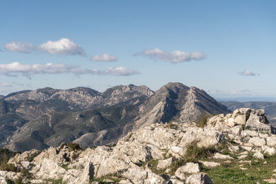 Scenic view of mountains against sky