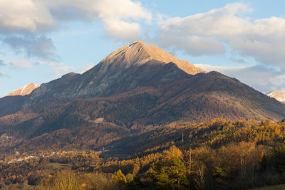 Scenic view of mountains against sky