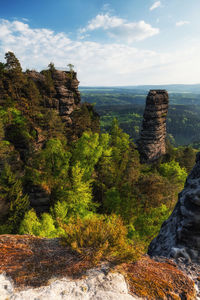 Rock formations on landscape against sky