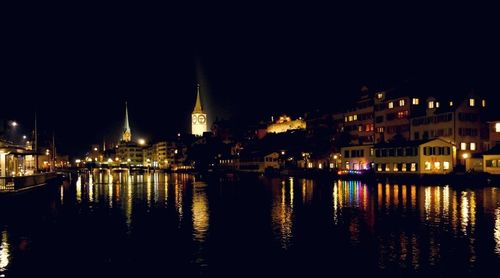 Illuminated buildings at night