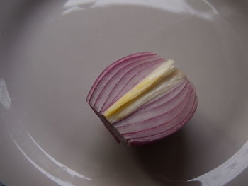 High angle view of bread in plate