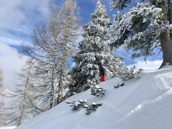 Full length of person on snowcapped mountain