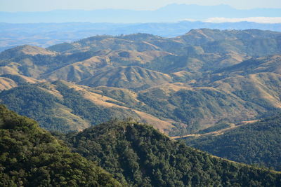 High angle view of mountains against sky