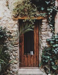 Closed door of building