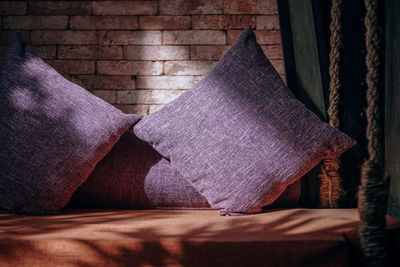 Cushions on sofa at home