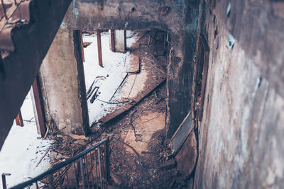 Abandoned building during winter