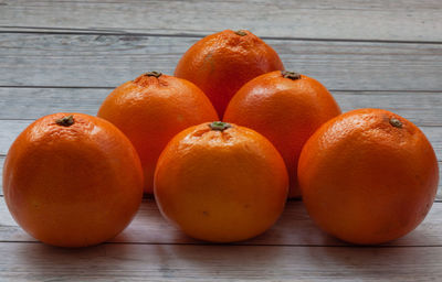 High angle view of oranges on table