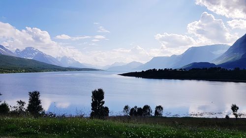 Scenic view of lake against sky