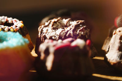 Close-up of chocolate cupcakes on table