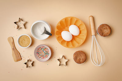 High angle view of food on table