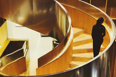 High angle view of spiral staircase