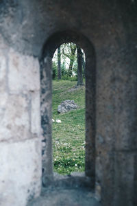 Close-up of old stone wall