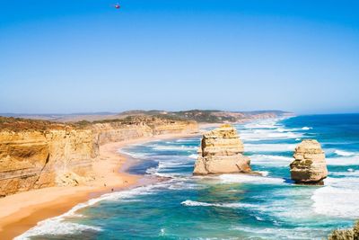 Scenic view of sea against clear sky