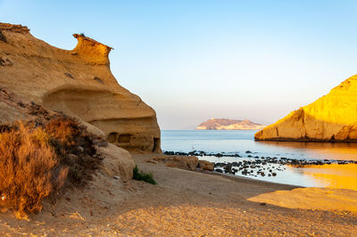 Scenic view of sea against clear sky