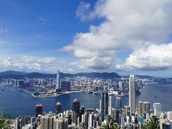 Panoramic view of city buildings against sky
