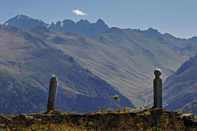 Scenic view of mountains against sky