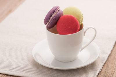 Close-up of coffee cup on table