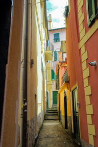 Narrow alley along buildings