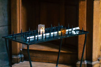 Close-up of glass on table at restaurant