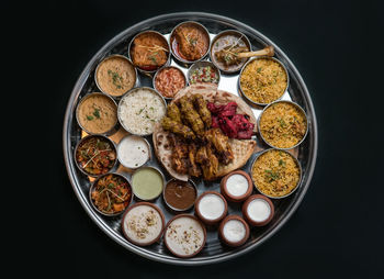 High angle view of breakfast on table