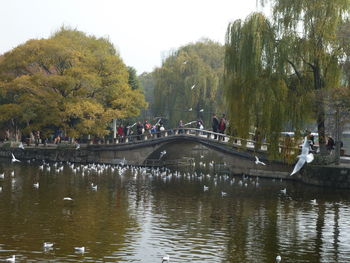 Group of people on the lake