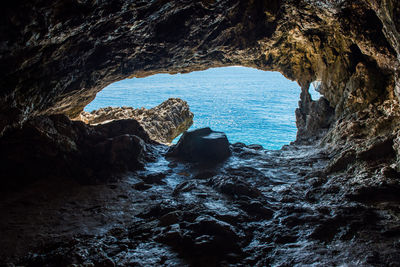 Rock formation in sea