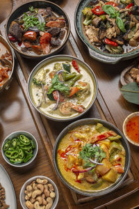 High angle view of food on table