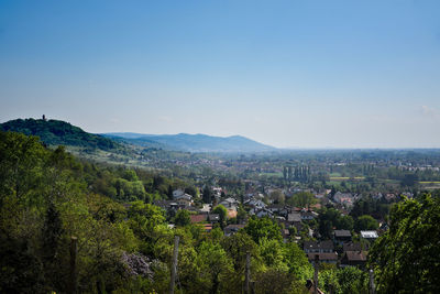 Scenic view of mountains against clear sky