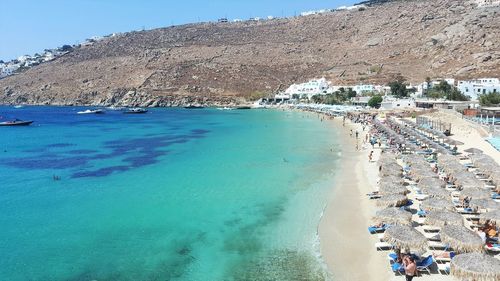 High angle view of beach against sky