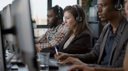 Business colleagues working at office