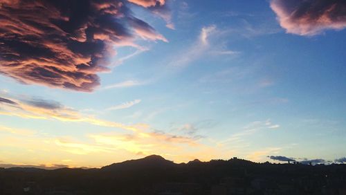 Silhouette landscape against sky during sunset