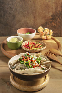 Close-up of food on table