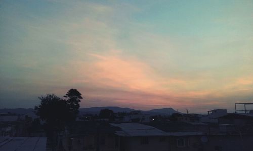 View of town at sunset
