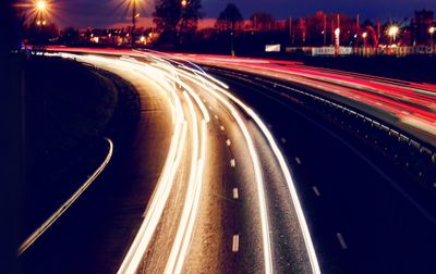 Light trails on highway at night