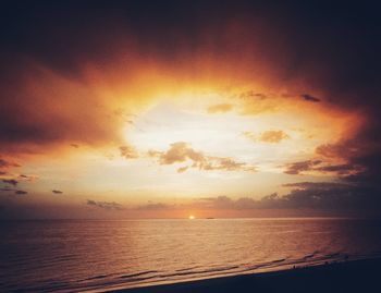 Scenic view of sea against sky during sunset