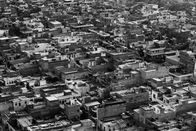 High angle view of buildings in city