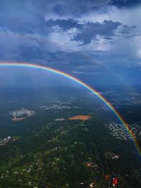 Rainbow over city